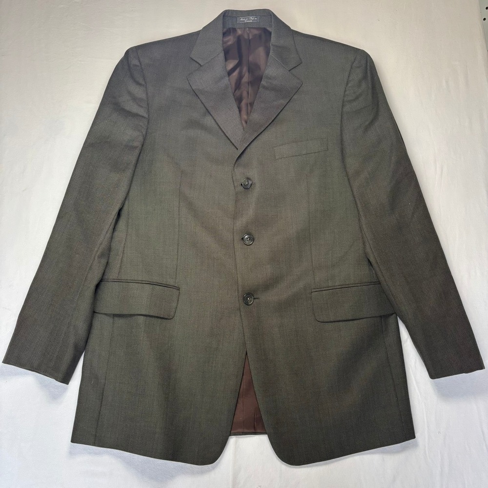 VTG Bachrach Blazer Mens 42L Gray Mario Zegna 3 Button 100% Wool Jacket Coat